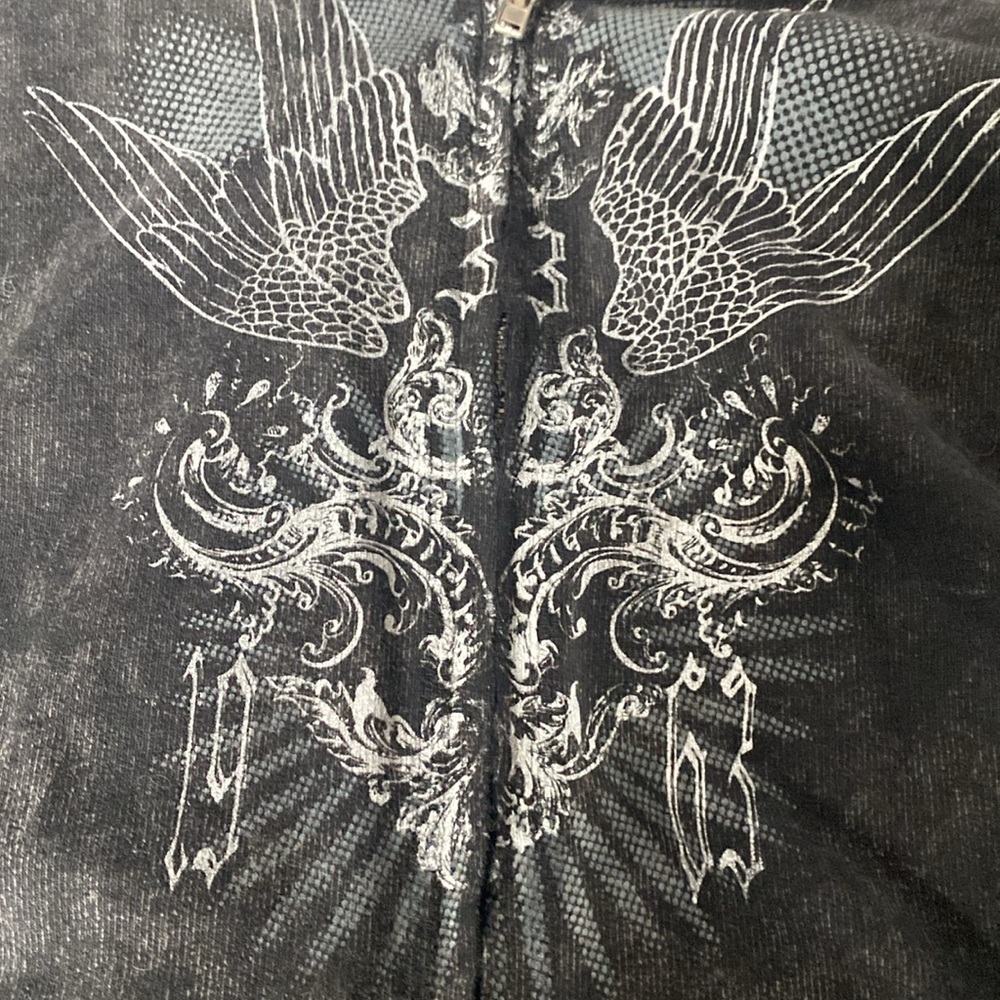 Vintage Miken Black Hoodie With Angel Wings - image 2